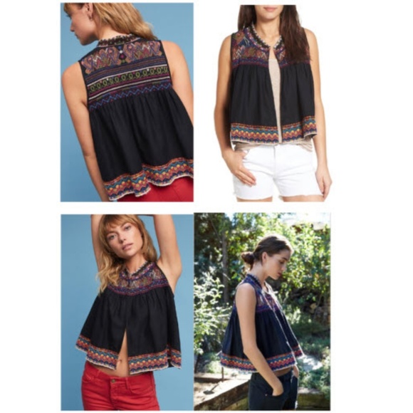 Velvet by Graham & Spencer Tops - Anthro Velvet Graham & Spencer Embroidered Vest